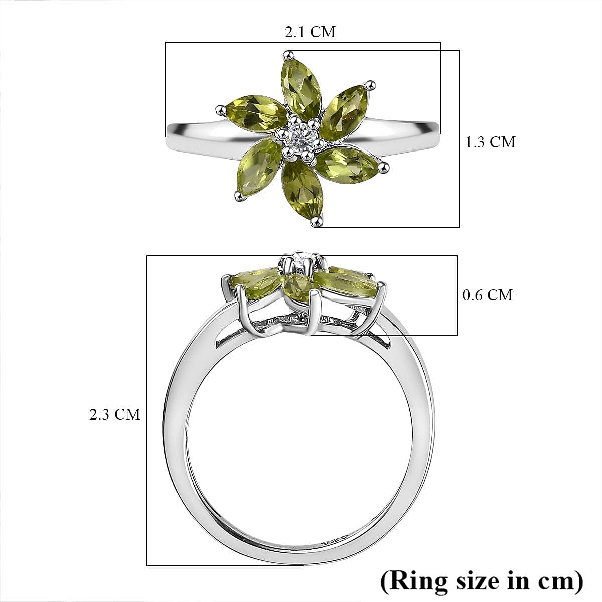 Peridot Arizona & Natural Zircon Floral Ring in Sterling Silver