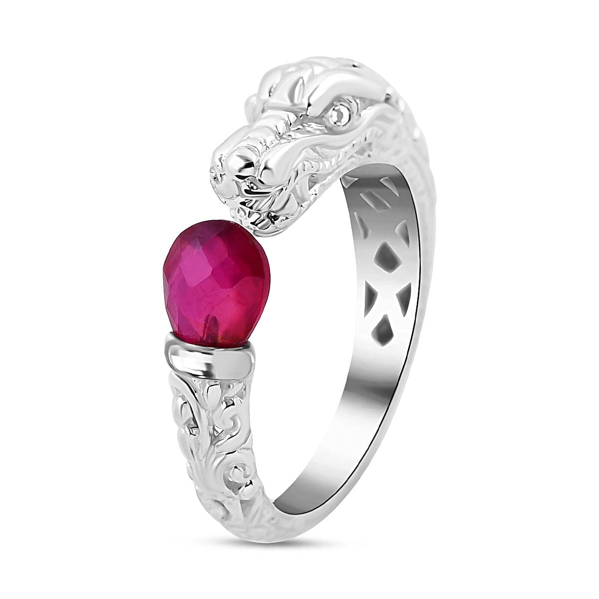 Royal Bali Collection - Ruby Dragon Ring in Sterling Silver