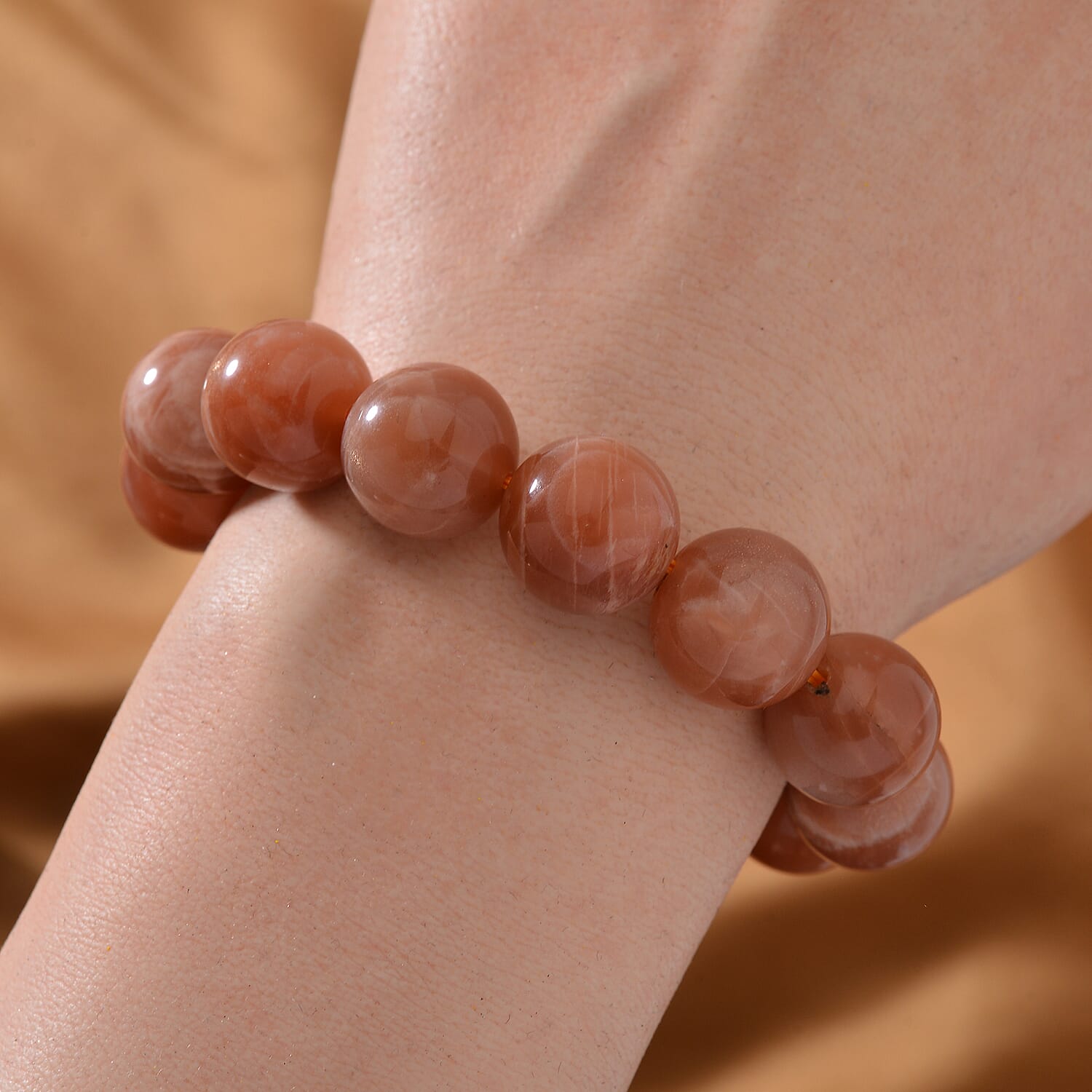 Peach Moonstone Stone Bracelet 280.0 Ct.