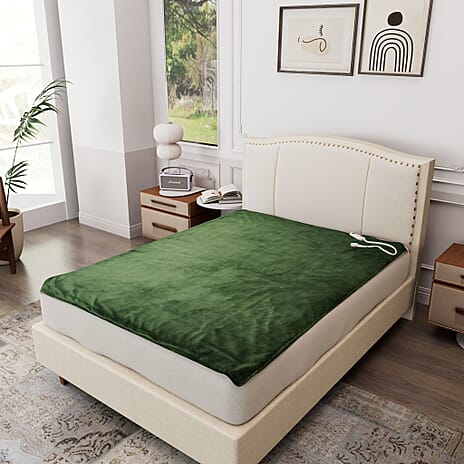 Symphony Home- Double Layer Sherpa Electric Heated Blanket with Overheating Protection & Detachable Controller (Power 160W, 200x150 cm) - Green