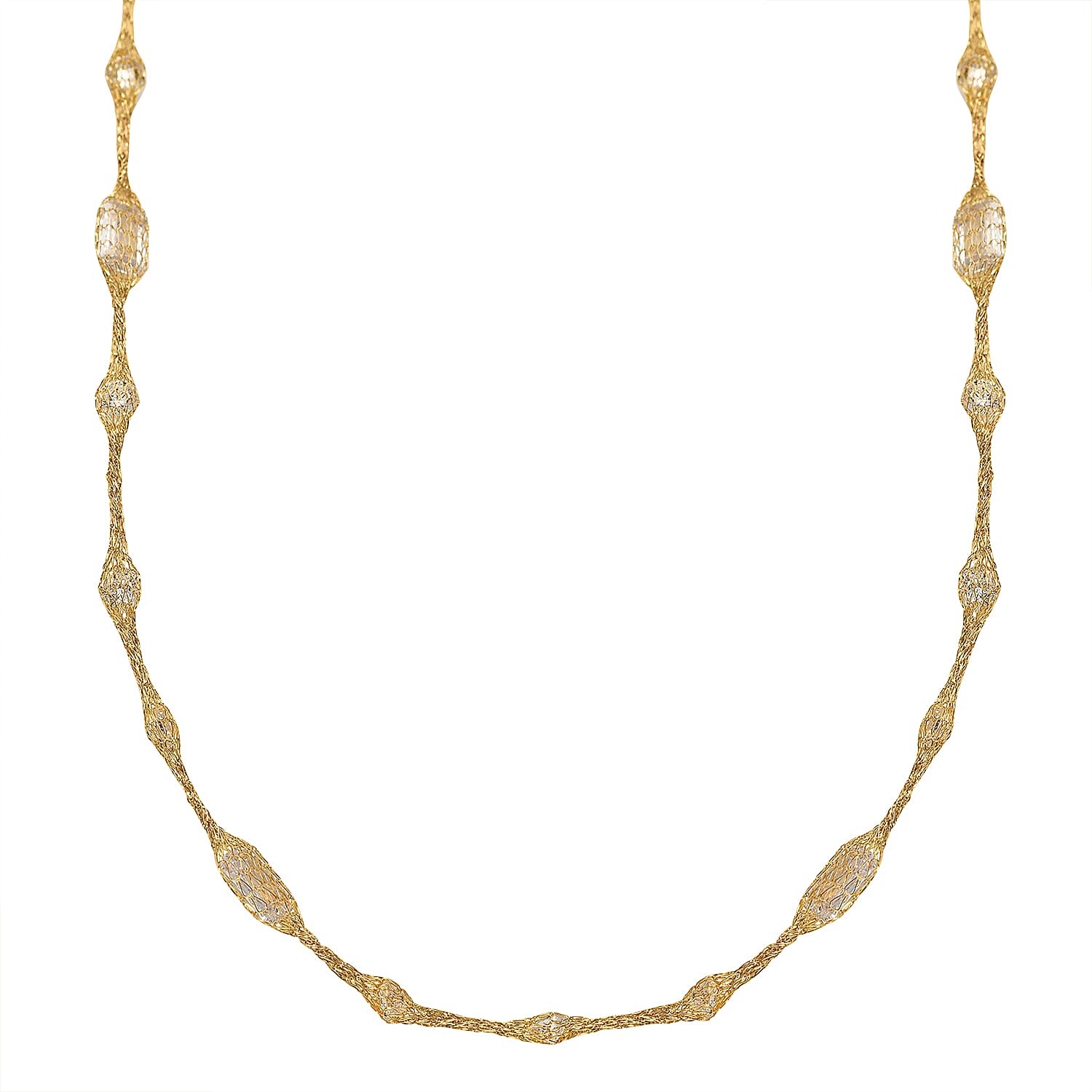 Maestro Collection - 9K Yellow Gold Cubic Zirconia Crochet  Necklace (Size - 20)