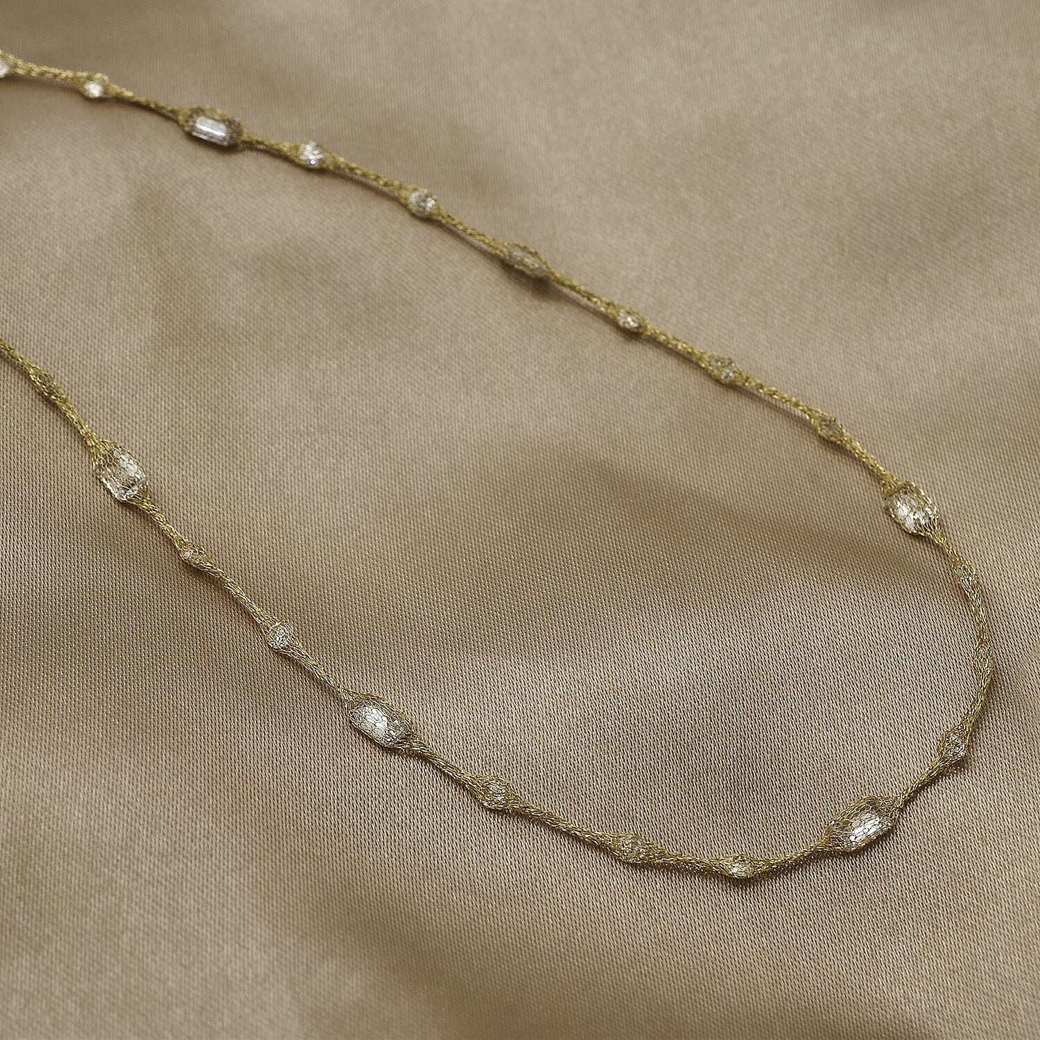 Maestro Collection - 9K Yellow Gold Cubic Zirconia Crochet Necklace with Spring Clasp (Size - 20)