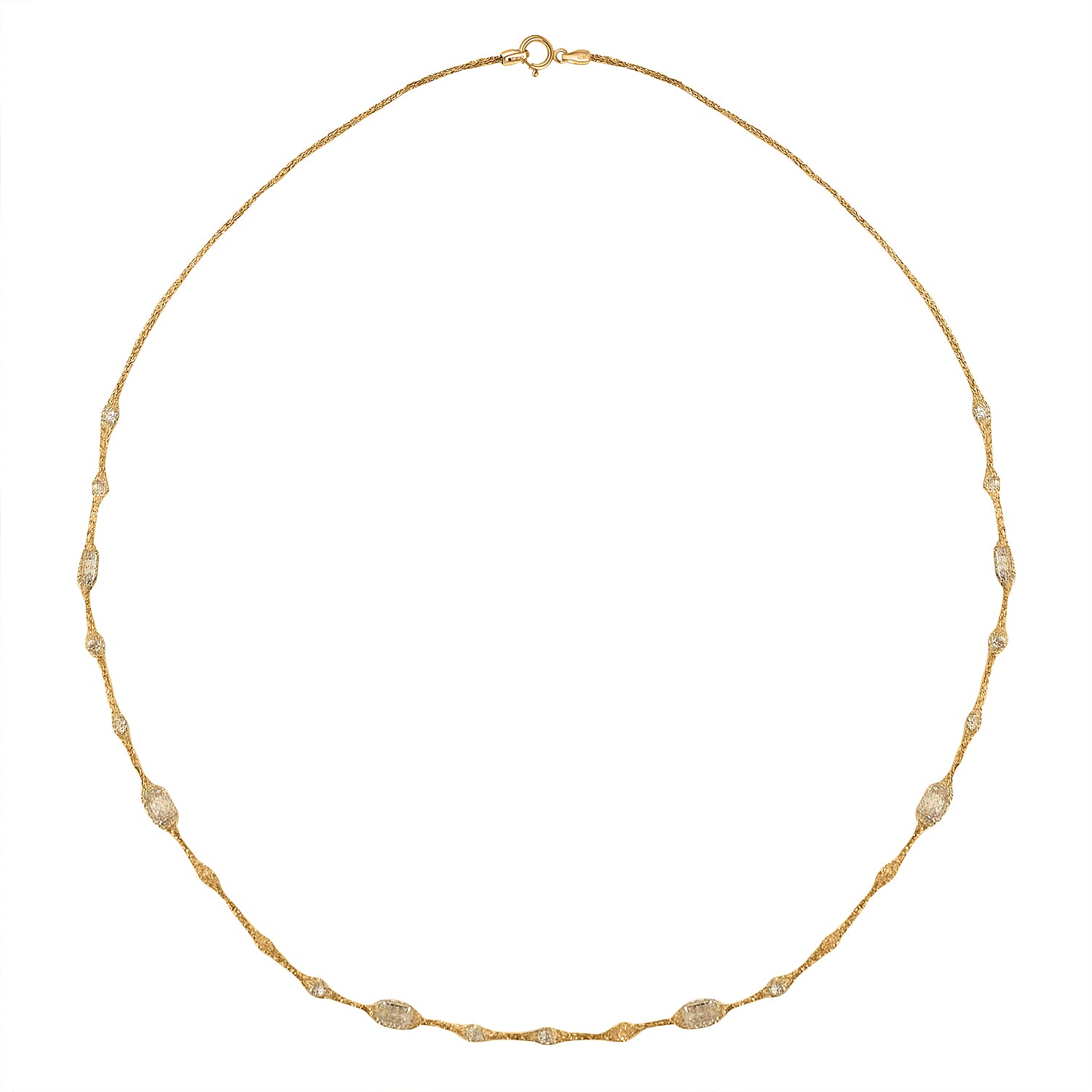 Maestro Collection - 9K Yellow Gold Cubic Zirconia Crochet Necklace with Spring Clasp (Size - 20)