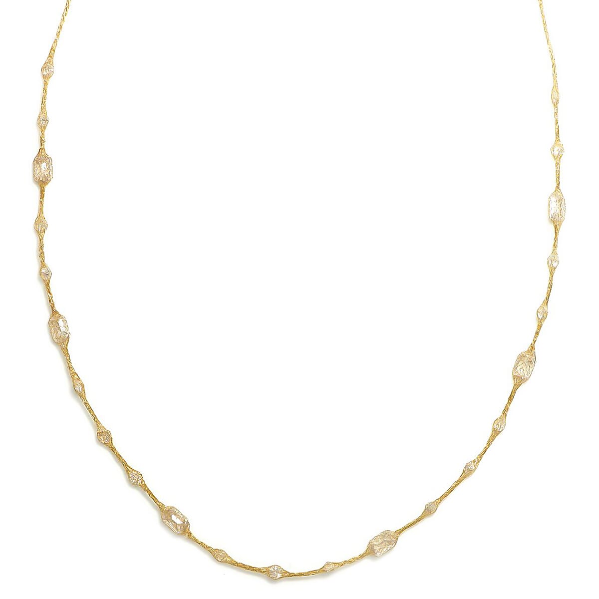 Maestro Collection - 9K Yellow Gold Cubic Zirconia Crochet Necklace with Spring Clasp (Size - 20)