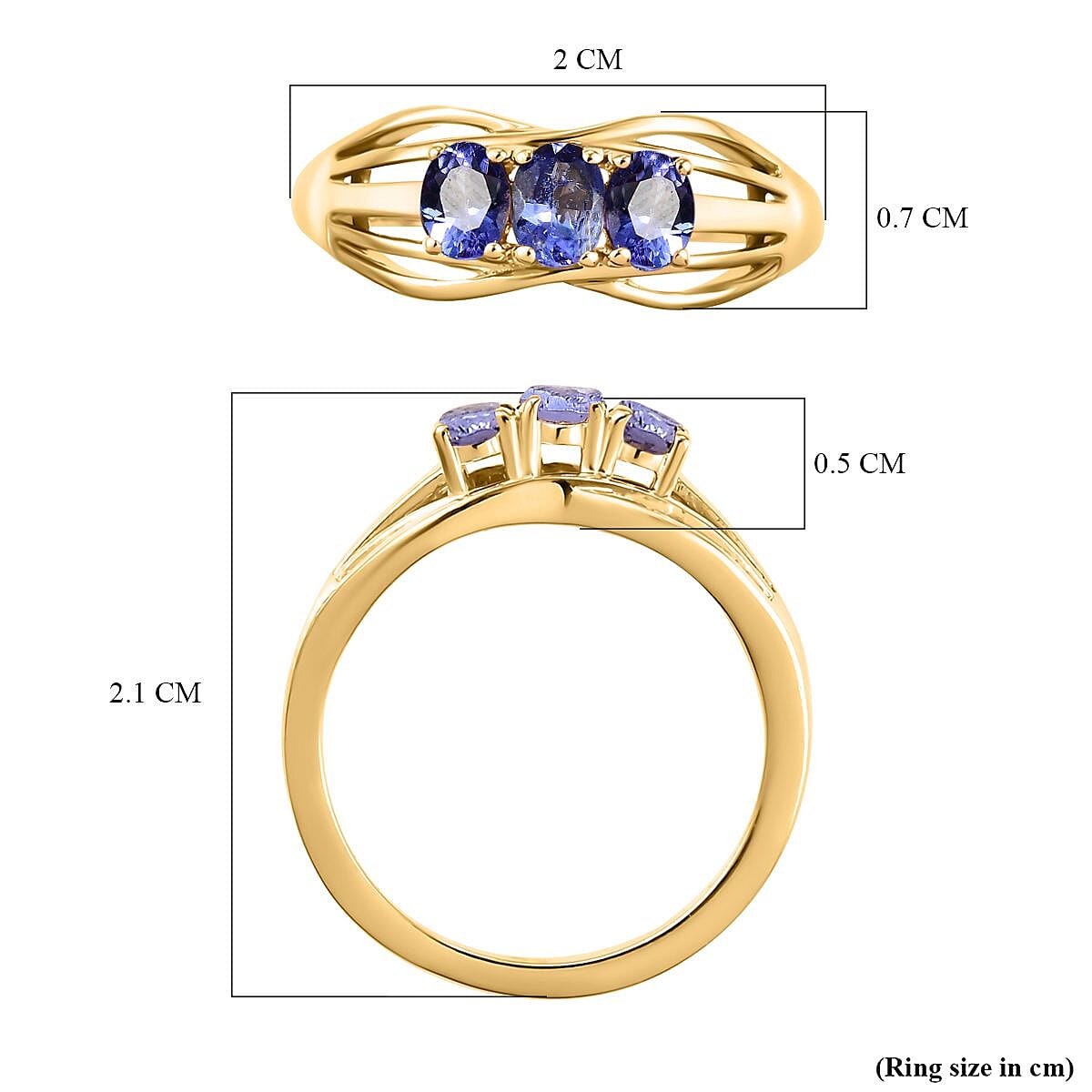 Trilogy Ring in 14K Gold Overlay Sterling Silver Trilogy Ring in 14K Gold Overlay Sterling Silver