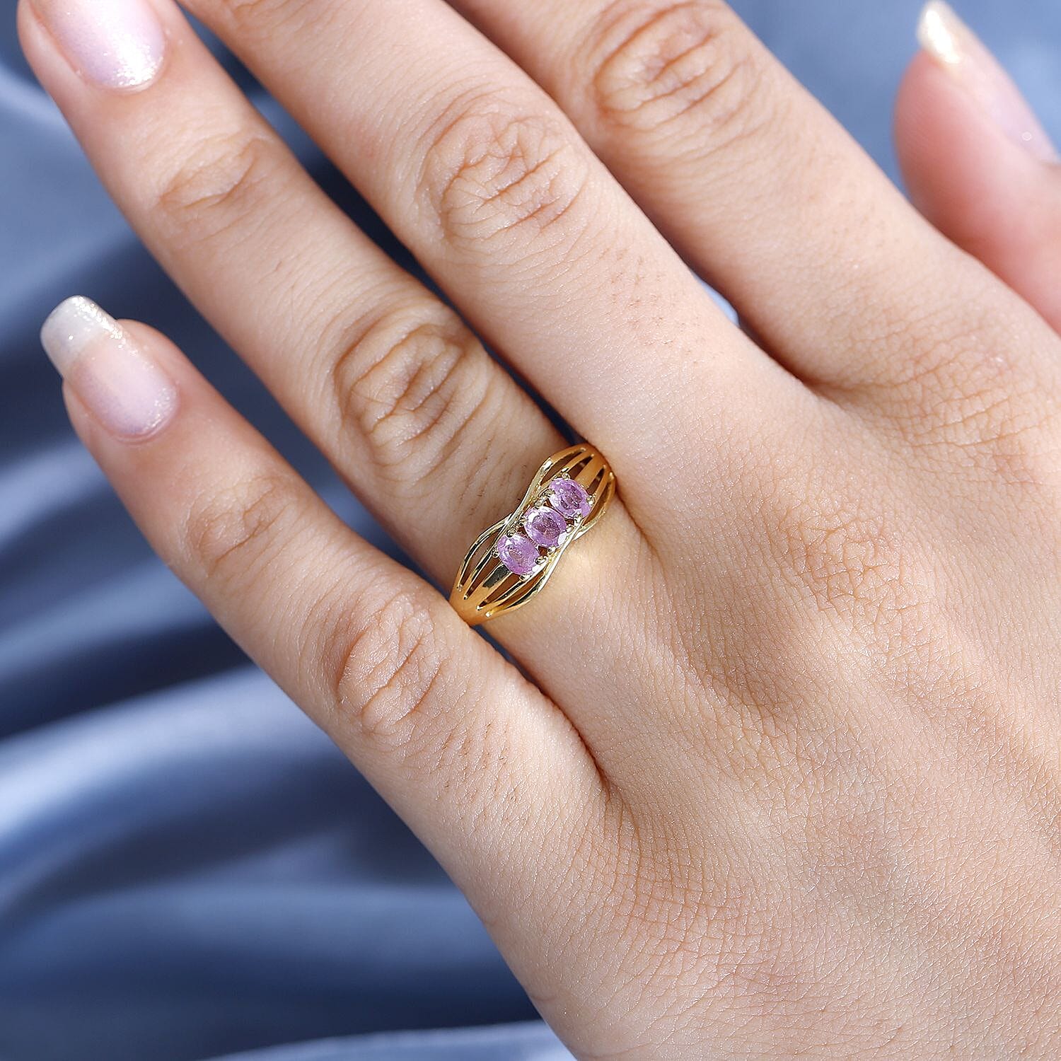 Trilogy Ring in 14K Gold Overlay Sterling Silver