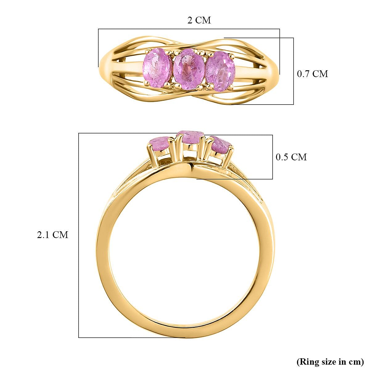 Trilogy Ring in 14K Gold Overlay Sterling Silver