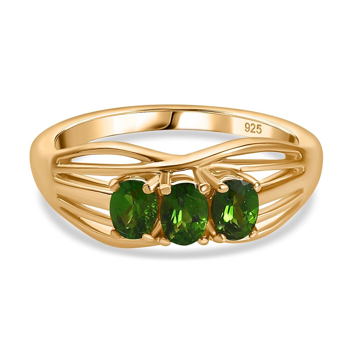 Trilogy Ring in 14K Gold Overlay Sterling Silver