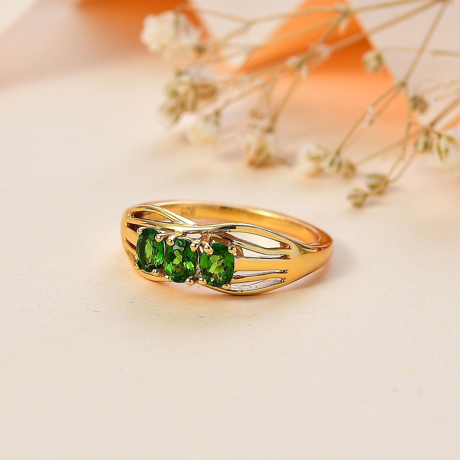 Trilogy Ring in 14K Gold Overlay Sterling Silver