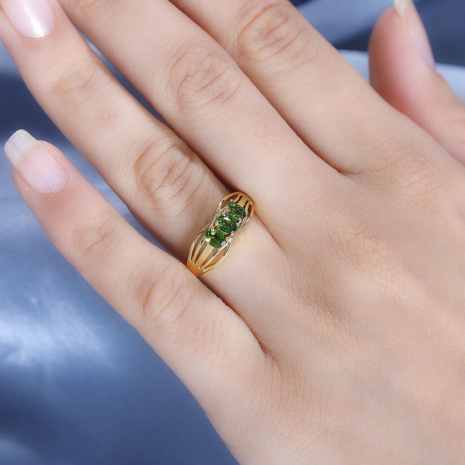 Trilogy Ring in 14K Gold Overlay Sterling Silver