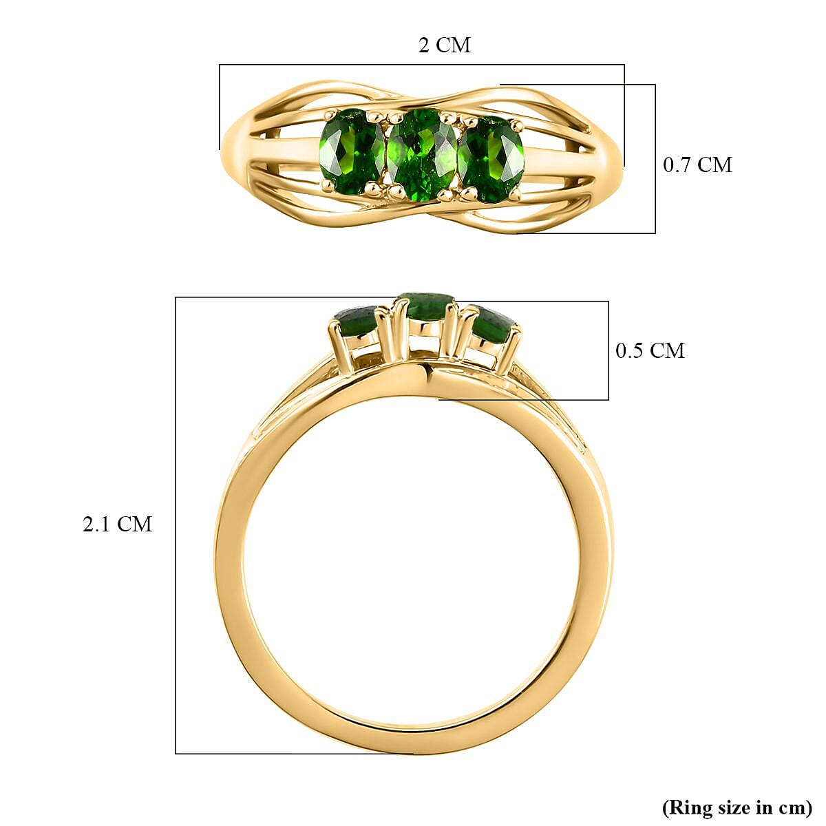 Trilogy Ring in 14K Gold Overlay Sterling Silver