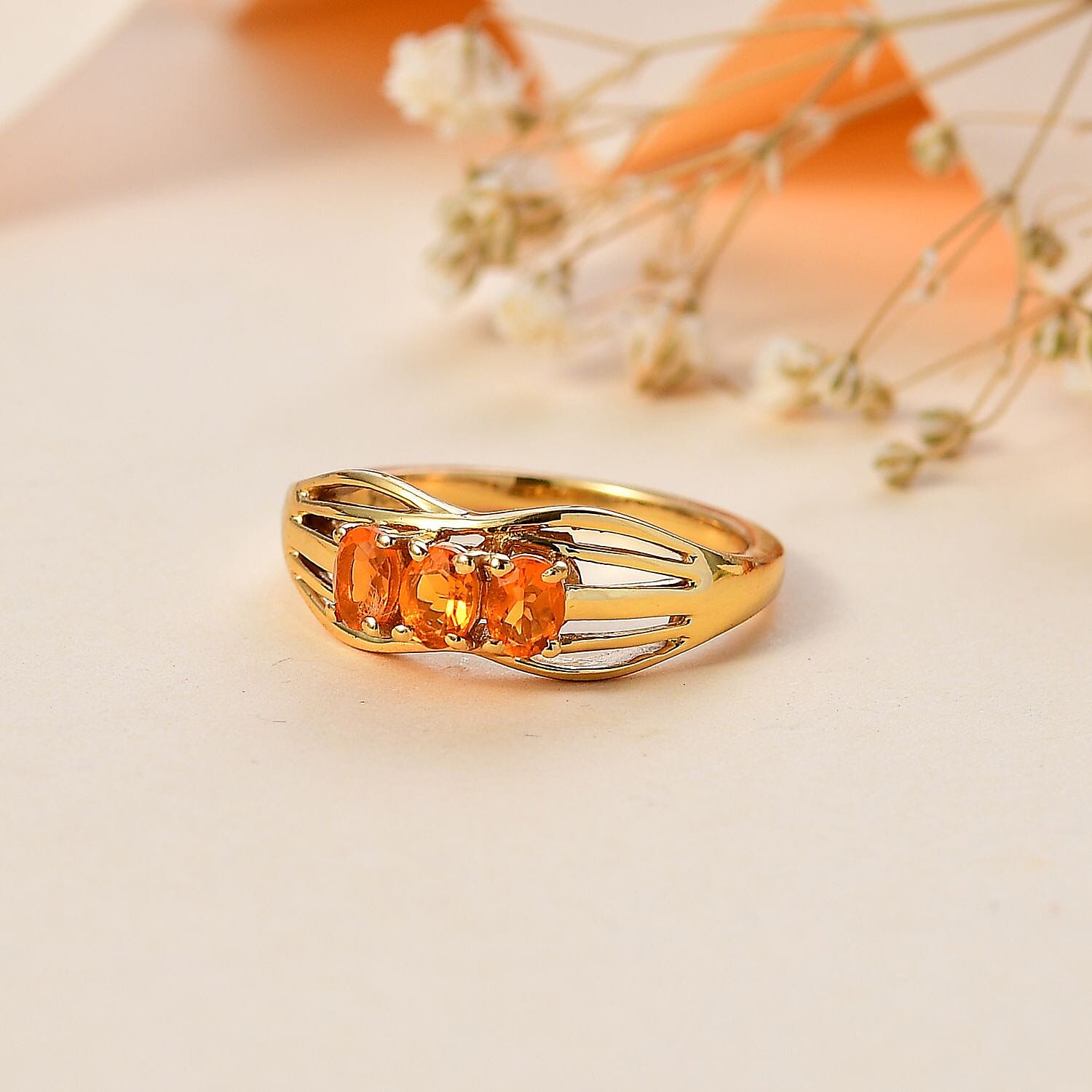 Trilogy Ring in 14K Gold Overlay Sterling Silver