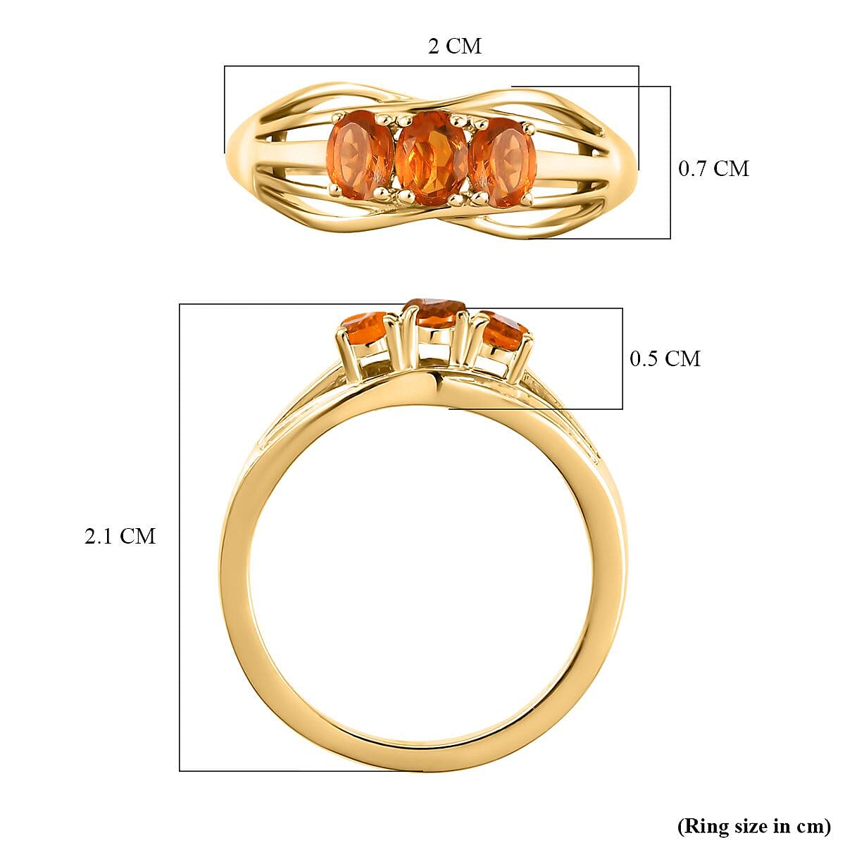 Trilogy Ring in 14K Gold Overlay Sterling Silver