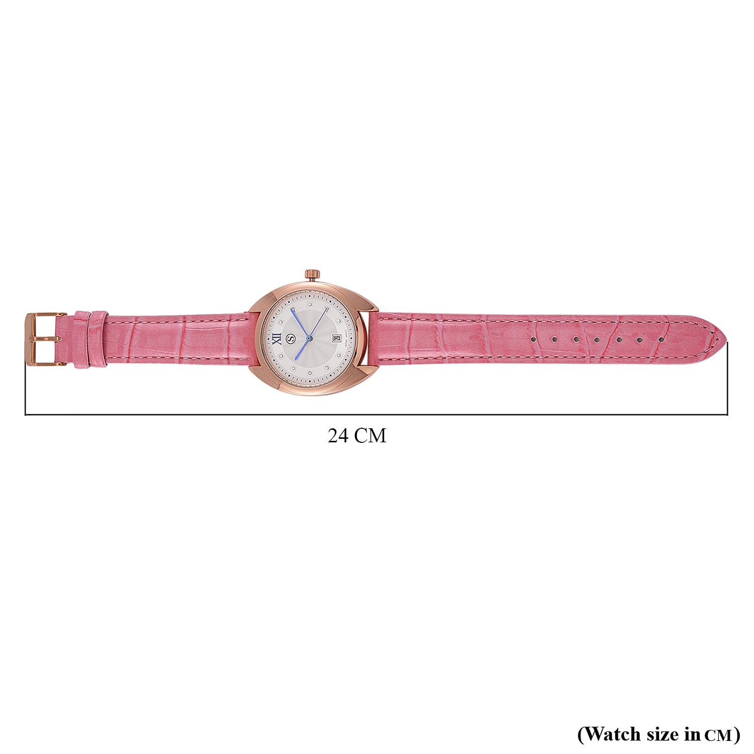 STRADA - Japanese Mov,  White Crystal Watch - Pink