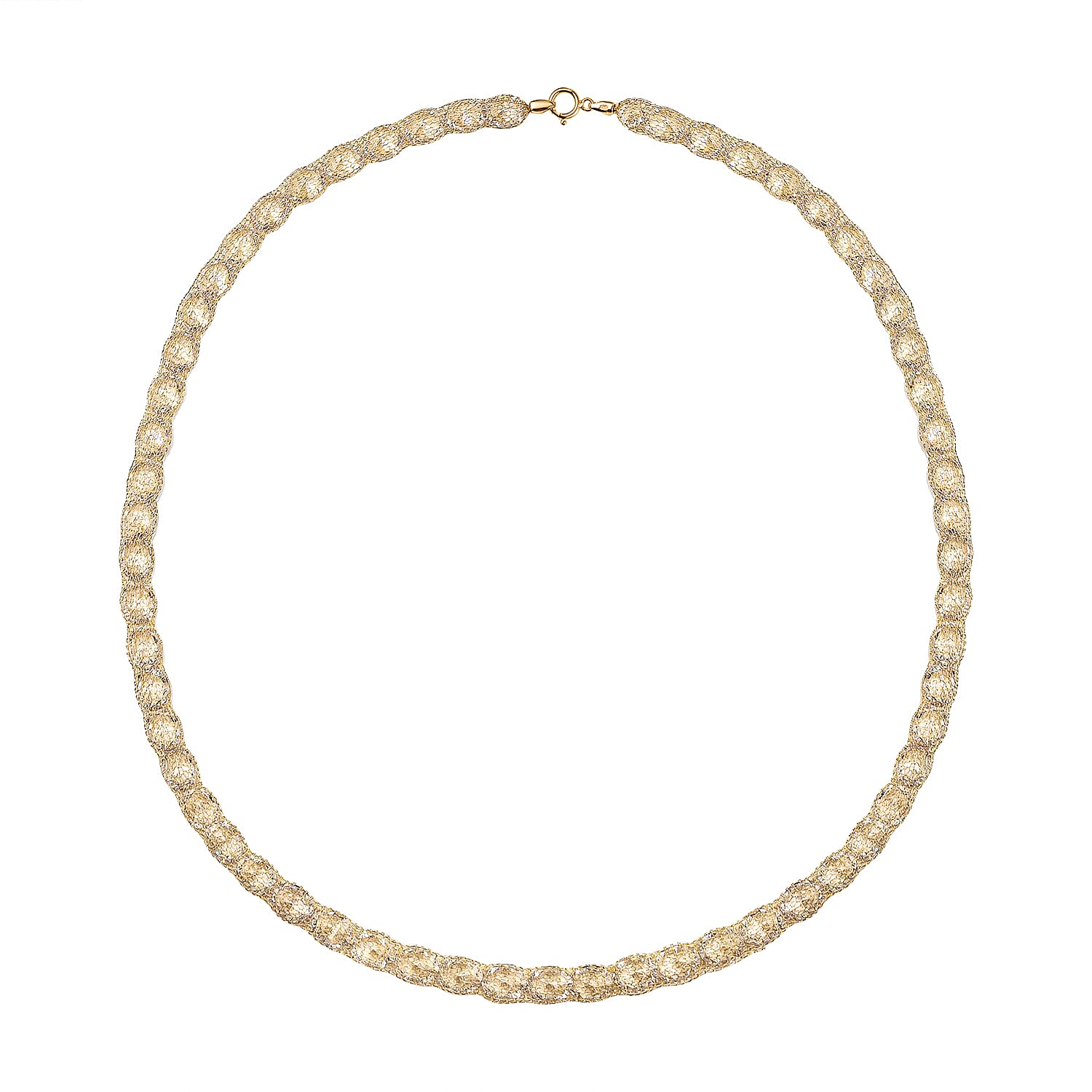 Maestro Collection Biggest Close Out - 9K Yellow Gold Cubic Zirconia Crochet Necklace (Size - 20)