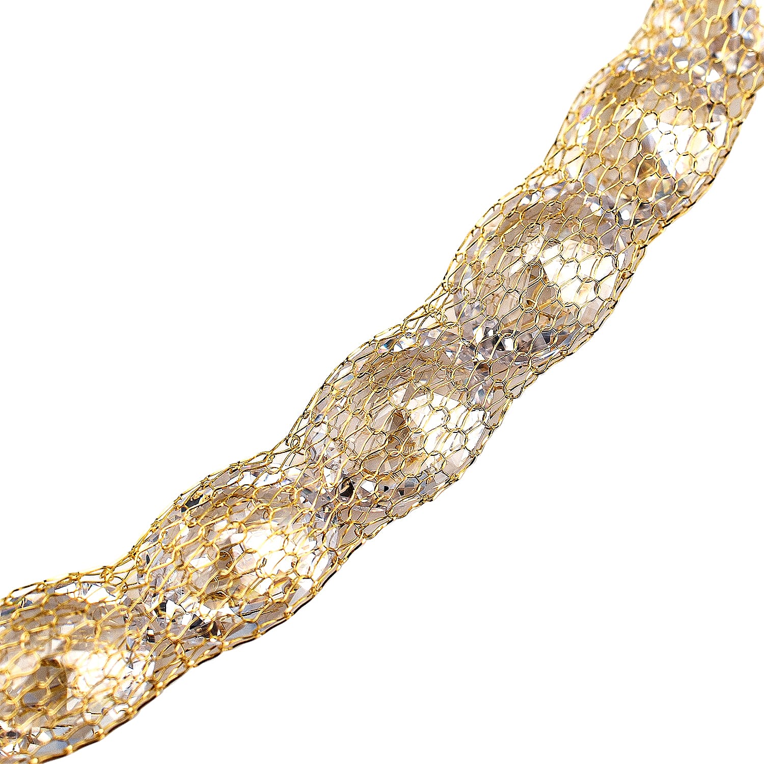 Maestro Collection Biggest Close Out - 9K Yellow Gold Cubic Zirconia Crochet Necklace (Size - 20)