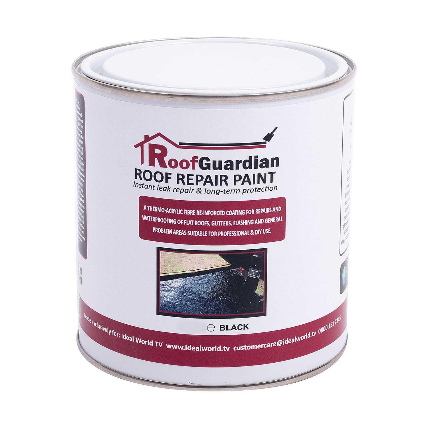 Roof Guard Instant Waterproofing Paint for Leaking Roofs (1Lt) - Black