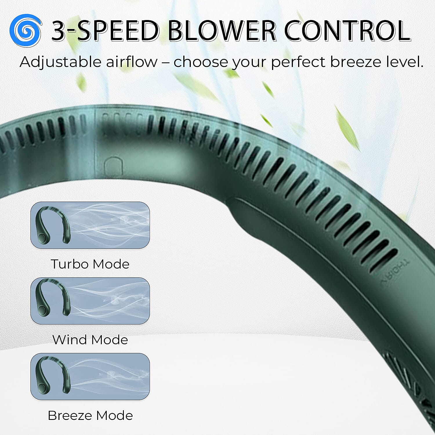 Cooling Neck Fan - USB Rechargeable Portable - Green