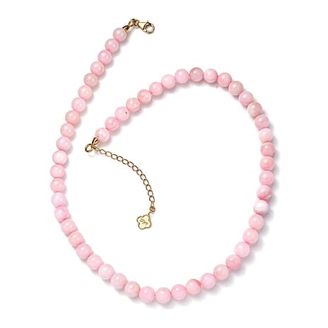 Pink Opal  Beads Necklace (Size - 18) in 18K YG Vermeil Sterling Silver 160.00 ct  160.000  Ct.