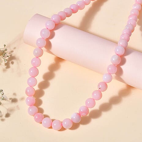 Pink Opal  Beads Necklace (Size - 18) in 18K YG Vermeil Sterling Silver 160.00 ct  160.000  Ct.