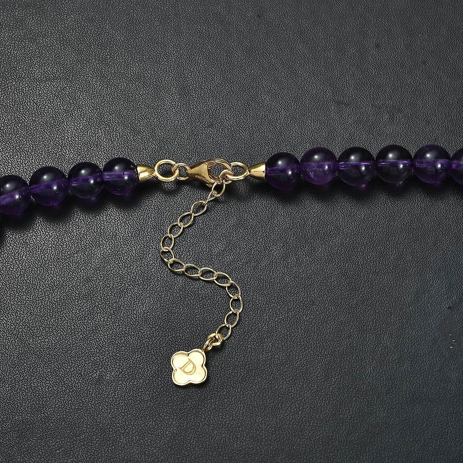 African Amethyst  Beads Necklace (Size - 18) in 18K YG Vermeil Sterling Silver 175.00 ct  175.000  Ct.