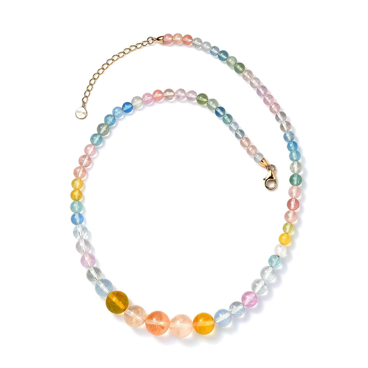 14K Yellow Gold  AA   Beryl  Beads Necklace (Size - 18) 125.00 ct,  Gold Wt. 1.87 Gms  125.000  Ct.