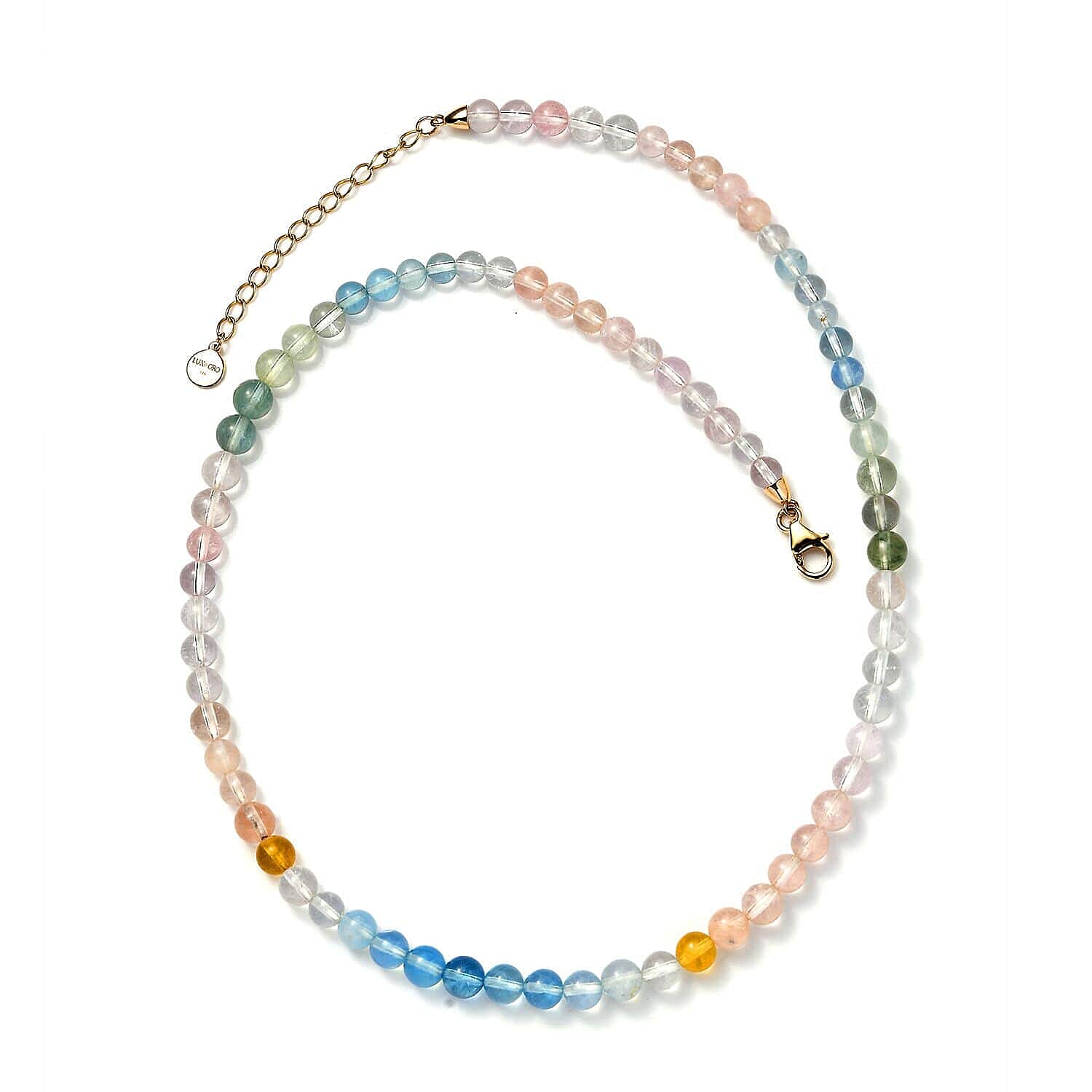 14K Yellow Gold  AA   Beryl  Beads Necklace (Size - 18) 90.00 ct,  Gold Wt. 1.87 Gms  90.000  Ct.