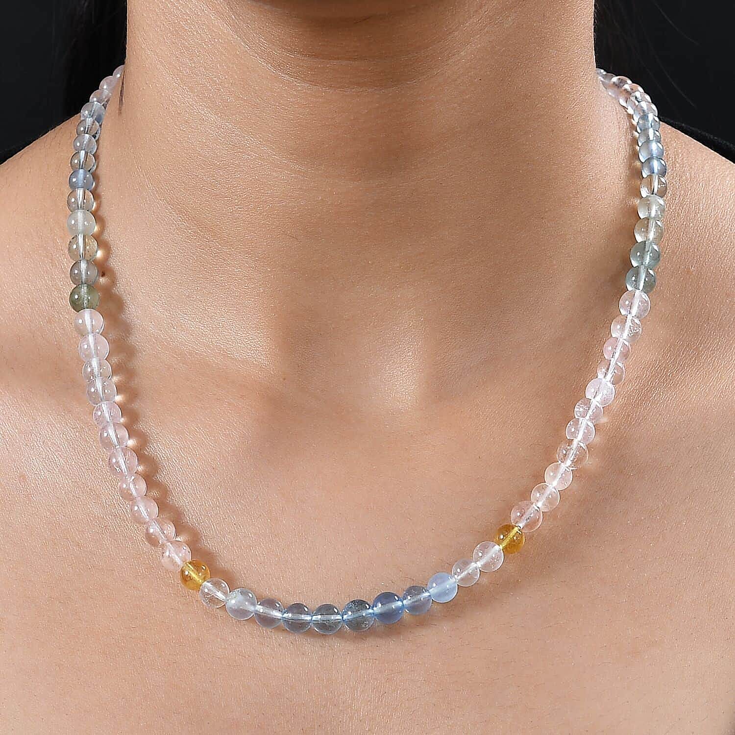 14K Yellow Gold  AA   Beryl  Beads Necklace (Size - 18) 90.00 ct,  Gold Wt. 1.87 Gms  90.000  Ct.