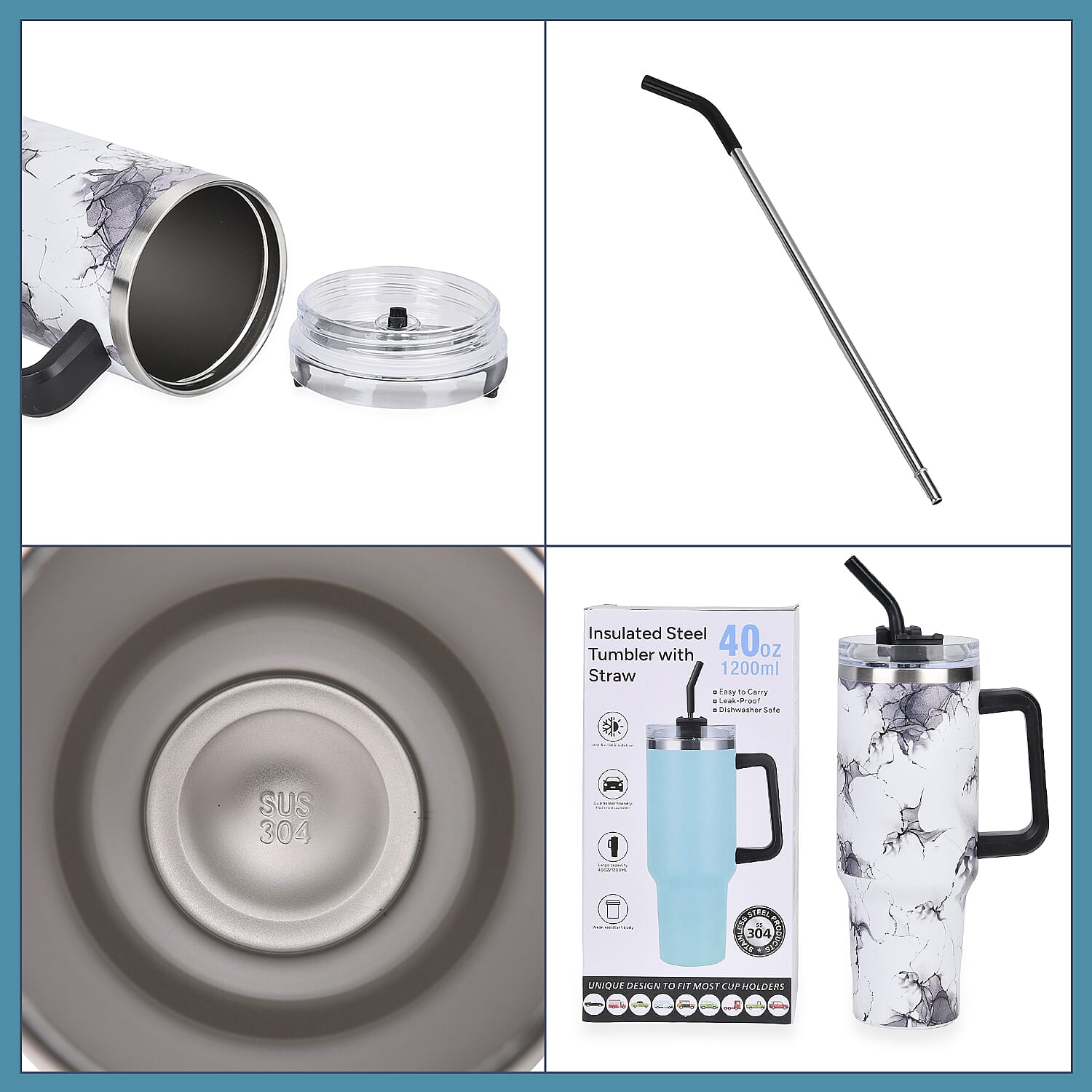 Insulated Steel Mug With Straw WIth Hot & Cold Insulation - 1200ML Insulated Steel Mug With Straw WIth Hot & Cold Insulation - 1200ML