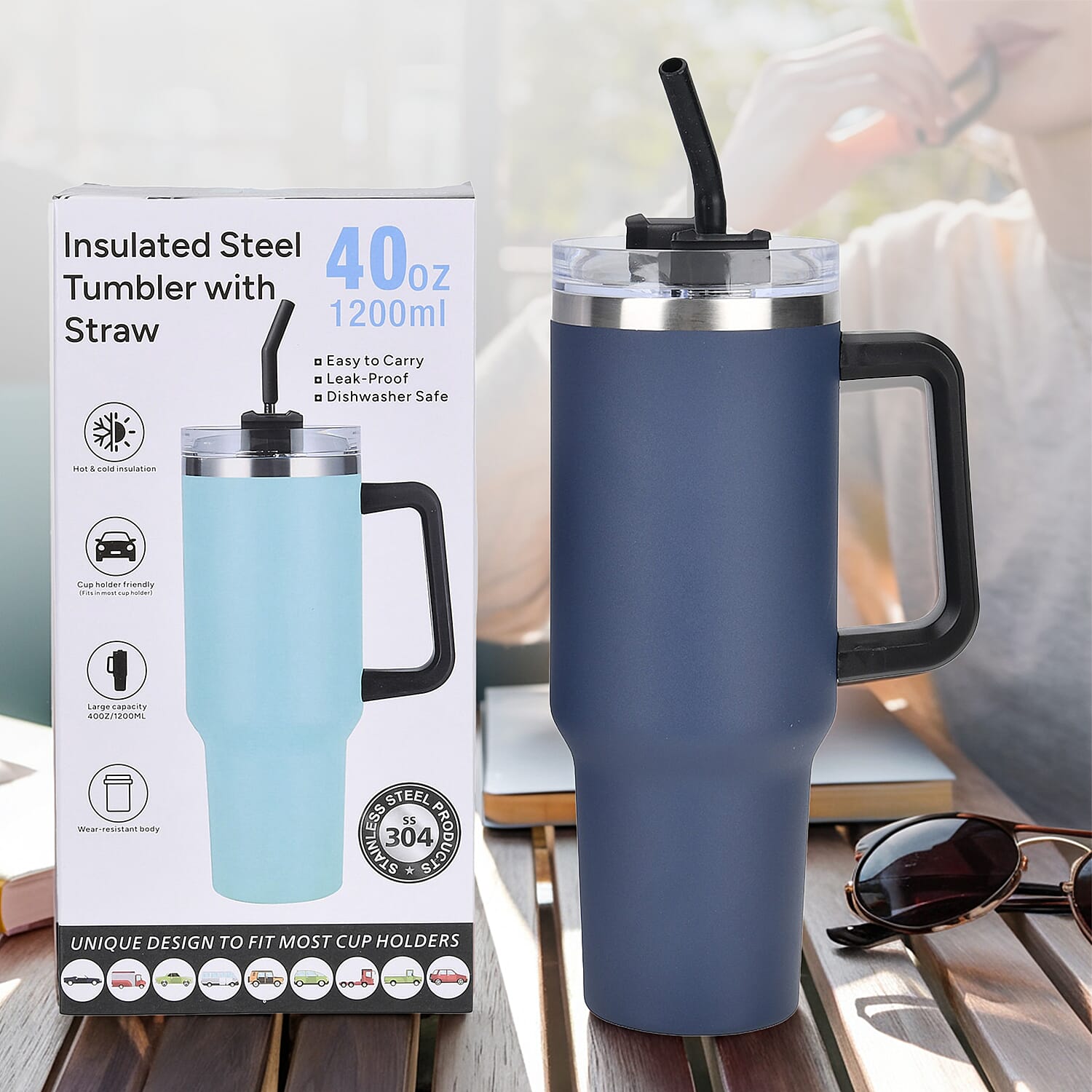 Coffee, Travel Mug and Tea Cup 1200ml - Navy