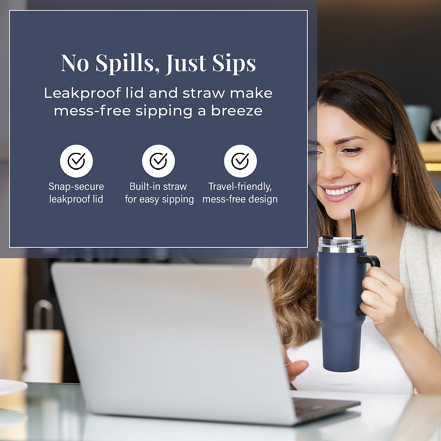 Coffee, Travel Mug and Tea Cup 1200ml - Navy