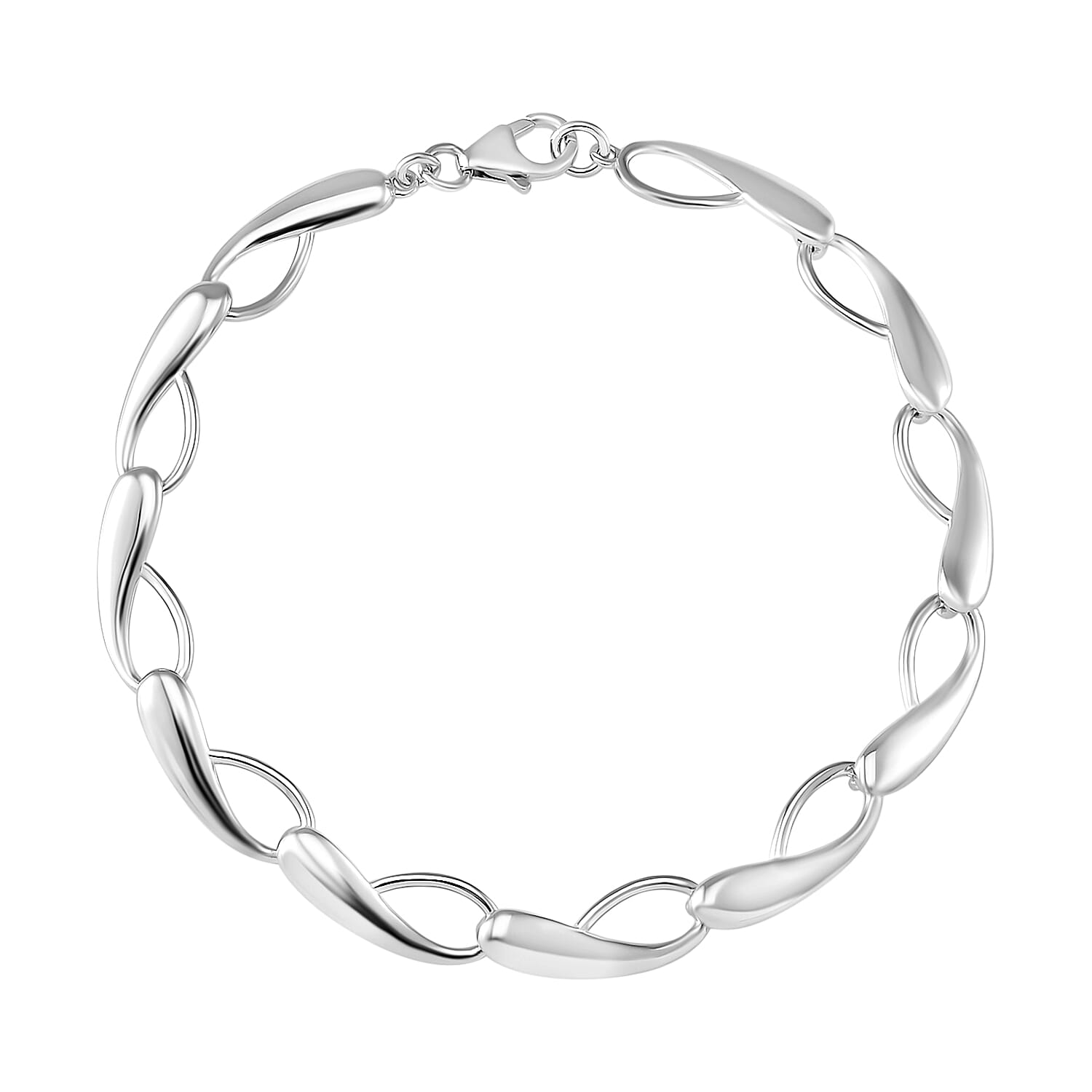 Brand New - Lucy Q Infinity Collection Rhodium Overlay Sterling Silver Bracelet (Size - 8) With Lobster Clasp
