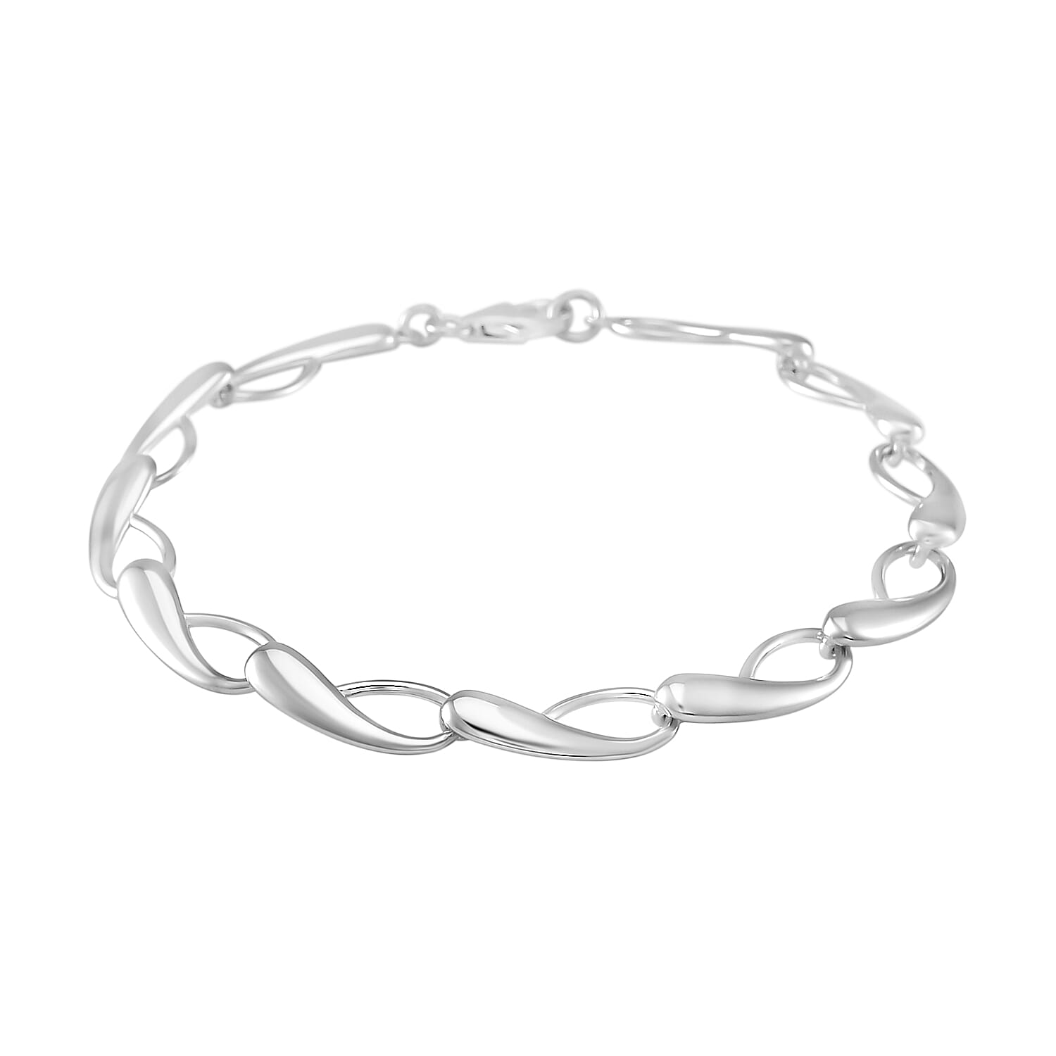Brand New - Lucy Q Infinity Collection Rhodium Overlay Sterling Silver Bracelet (Size - 8) With Lobster Clasp