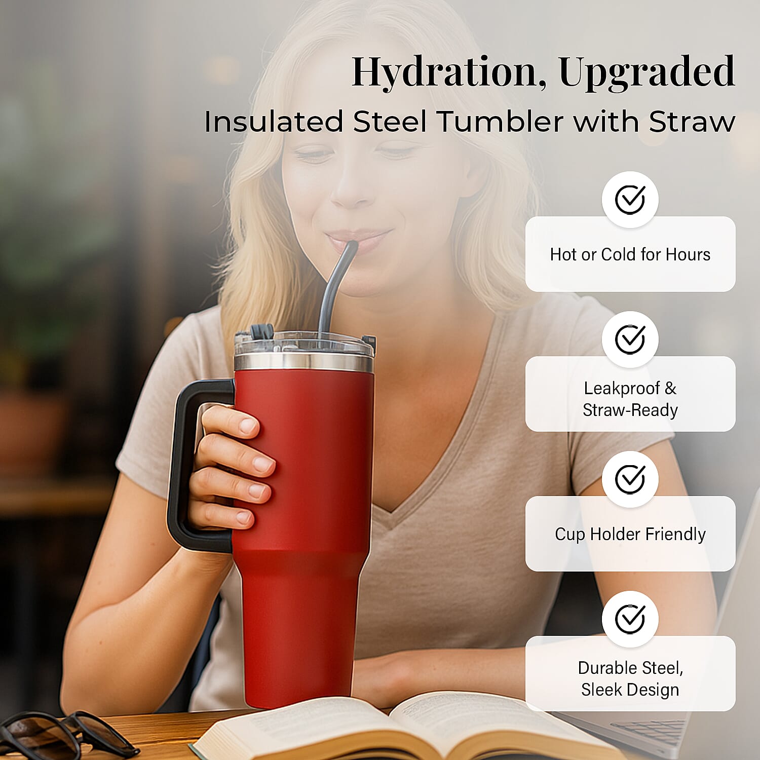 Coffee, Travel Mug and Tea Cup 1200ml - Red