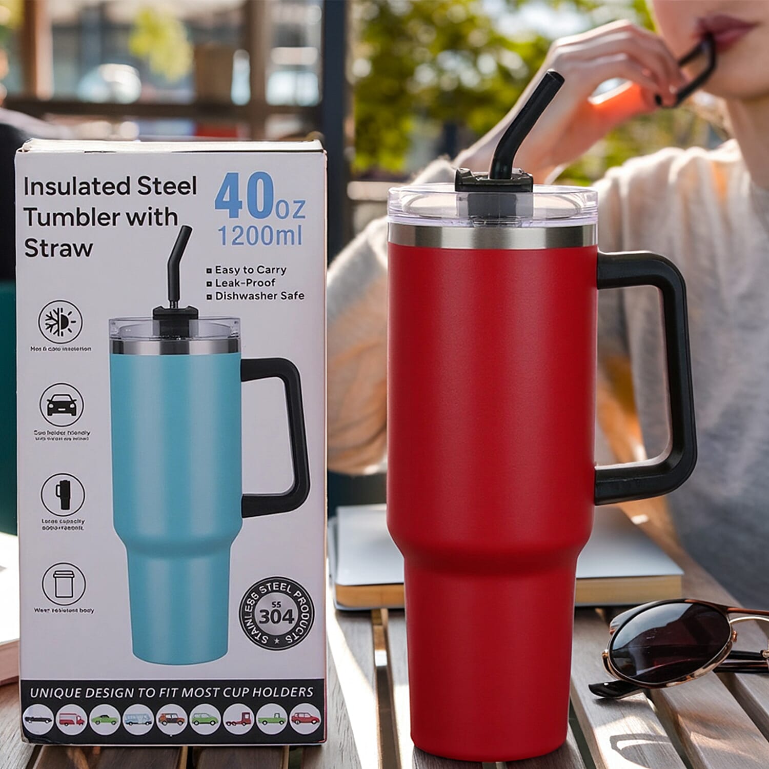 Coffee, Travel Mug and Tea Cup 1200ml - Red