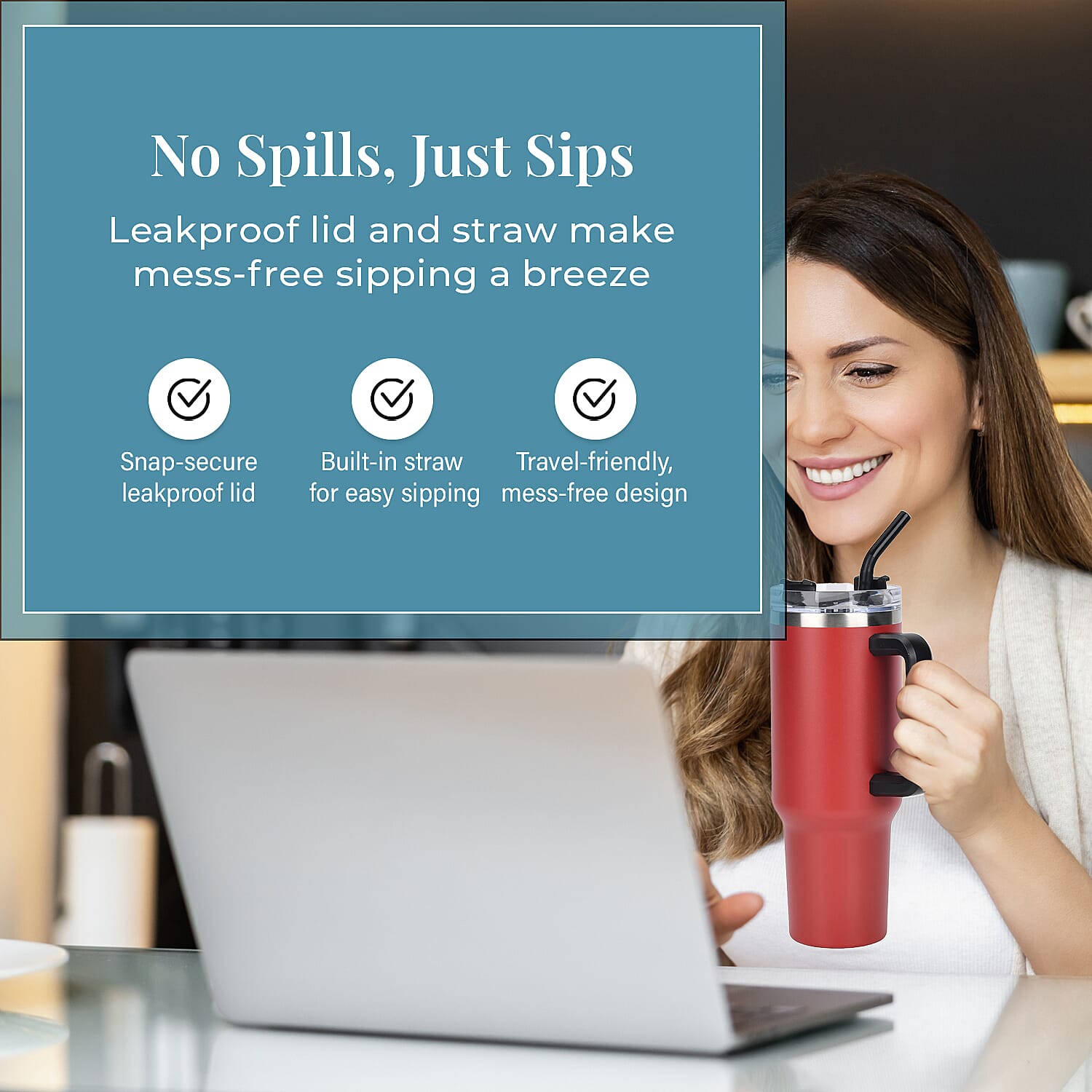 Coffee, Travel Mug and Tea Cup 1200ml - Red