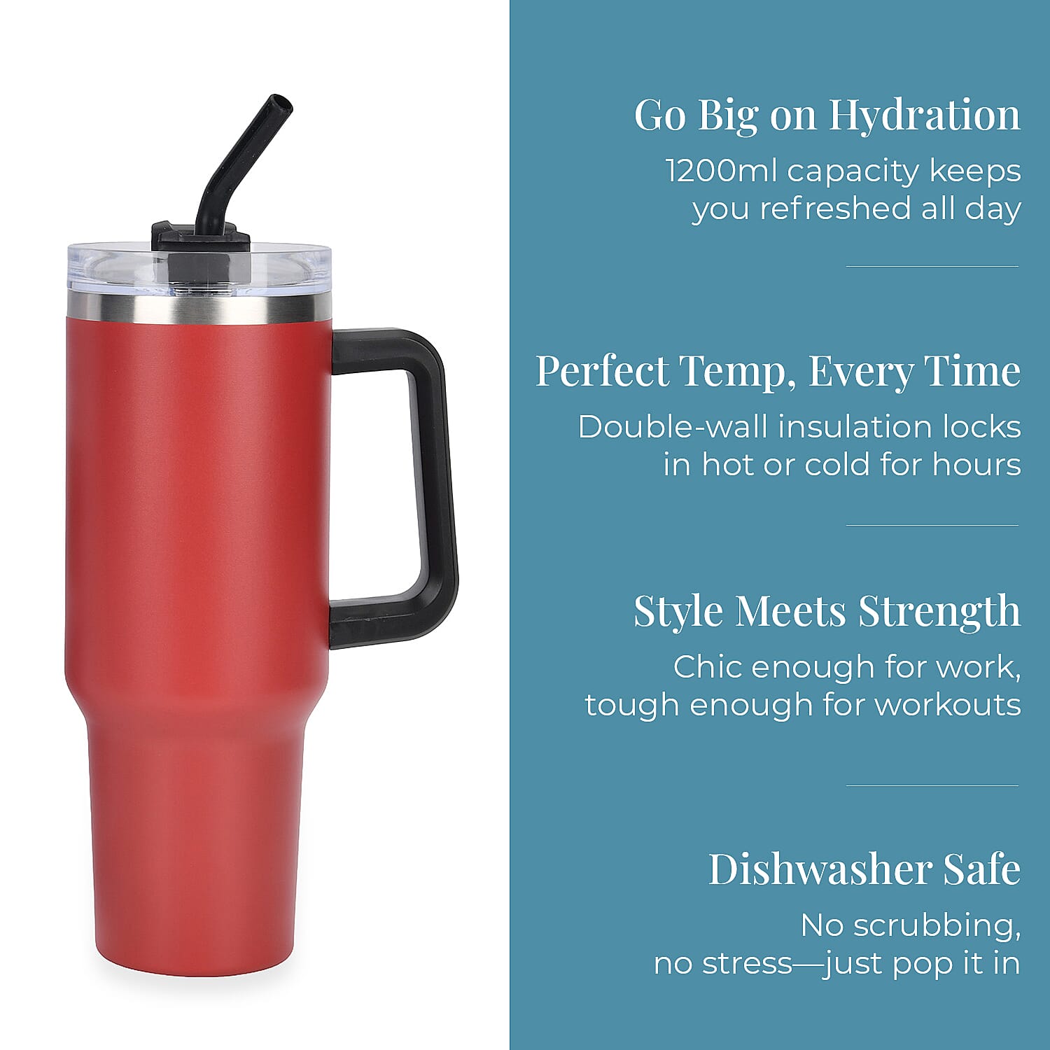 Coffee, Travel Mug and Tea Cup 1200ml - Red