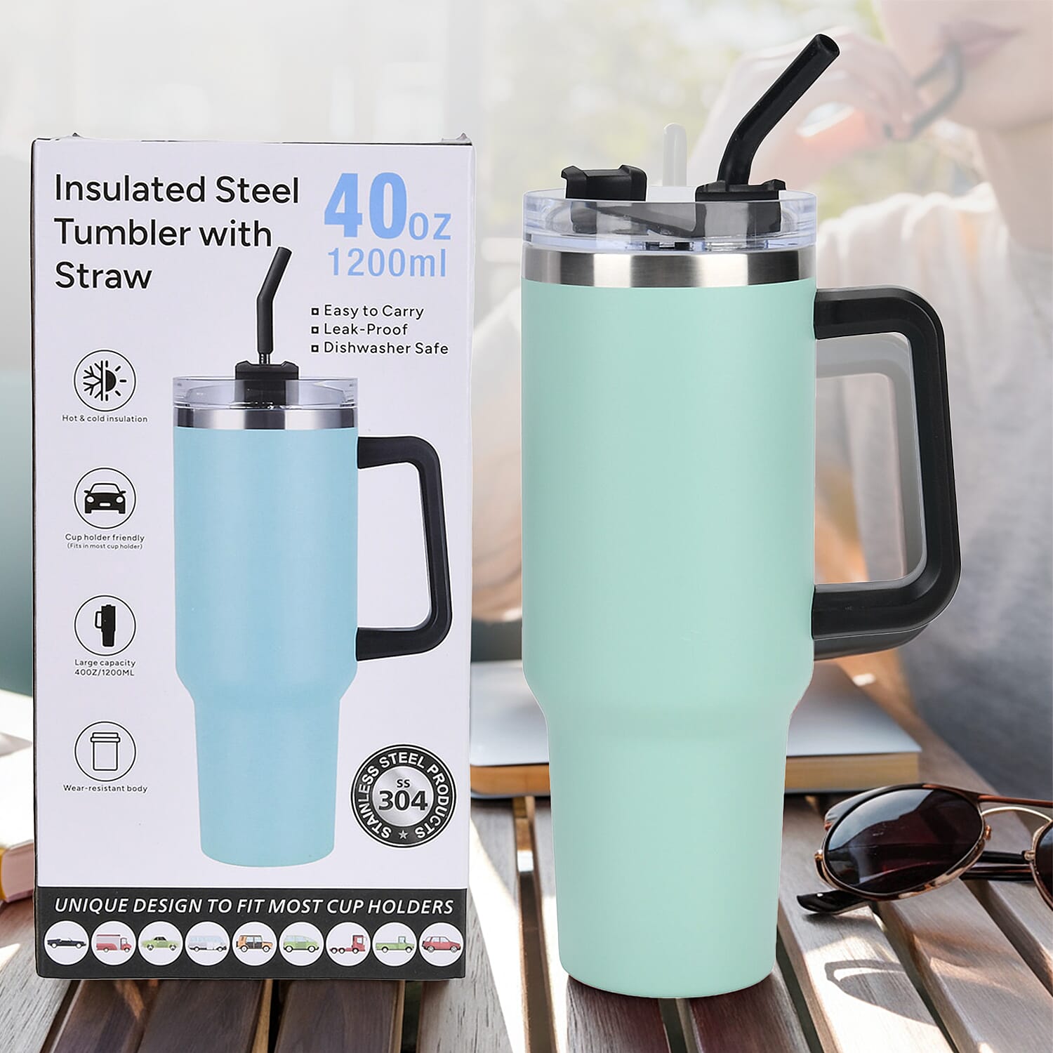 Coffee, Travel Mug and Tea Cup 1200ml - Turquoise