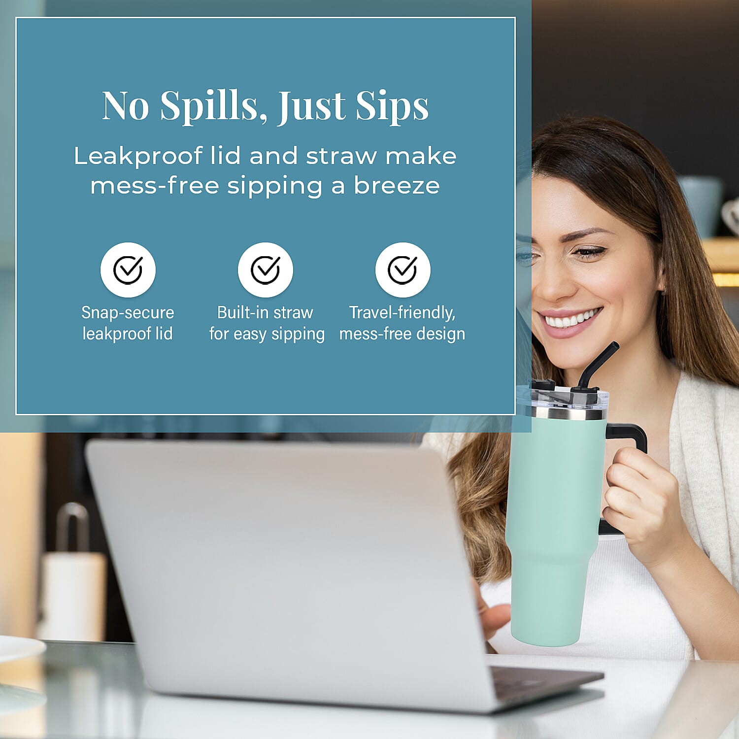 Coffee, Travel Mug and Tea Cup 1200ml - Turquoise