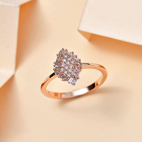 9K Rose Gold  I3   Pink Diamond  I3 Cluster Ring 0.25 ct,  Gold Wt. 2.2 Gms  0.236  Ct.