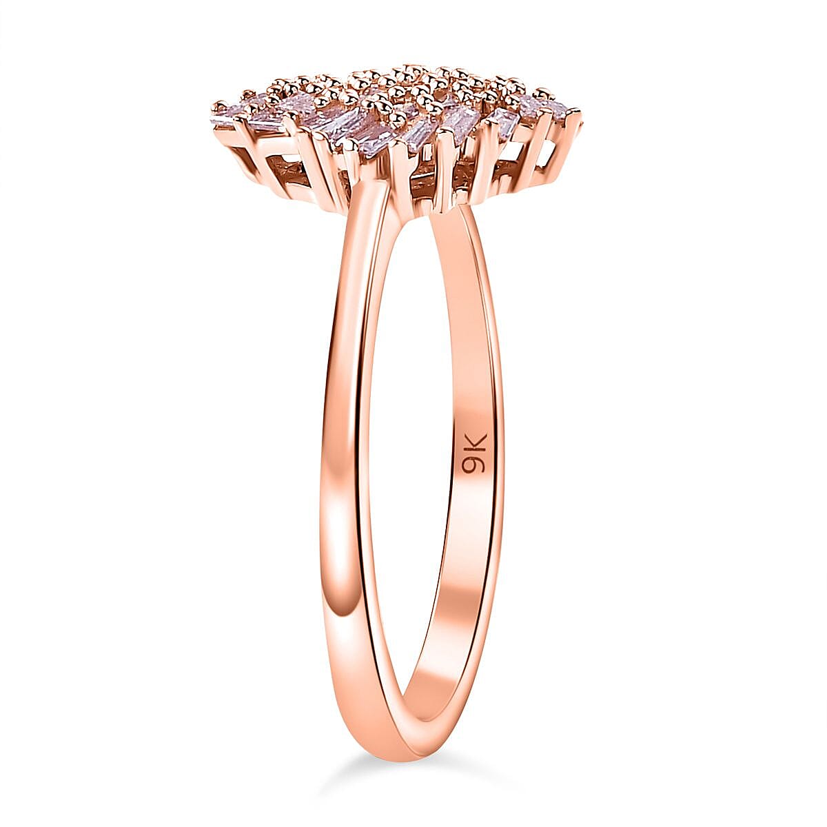 9K Rose Gold  I3   Pink Diamond  I3 Cluster Ring 0.25 ct,  Gold Wt. 2.2 Gms  0.236  Ct.