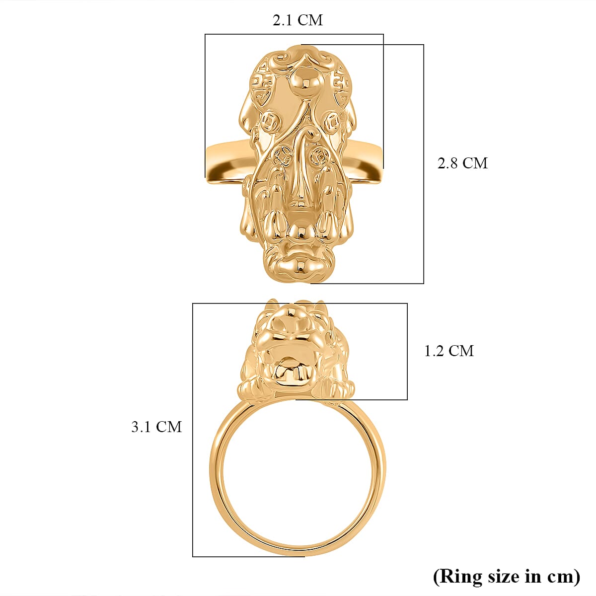 Brand New Pixiu Ring Gold Overlay Sterling Silver