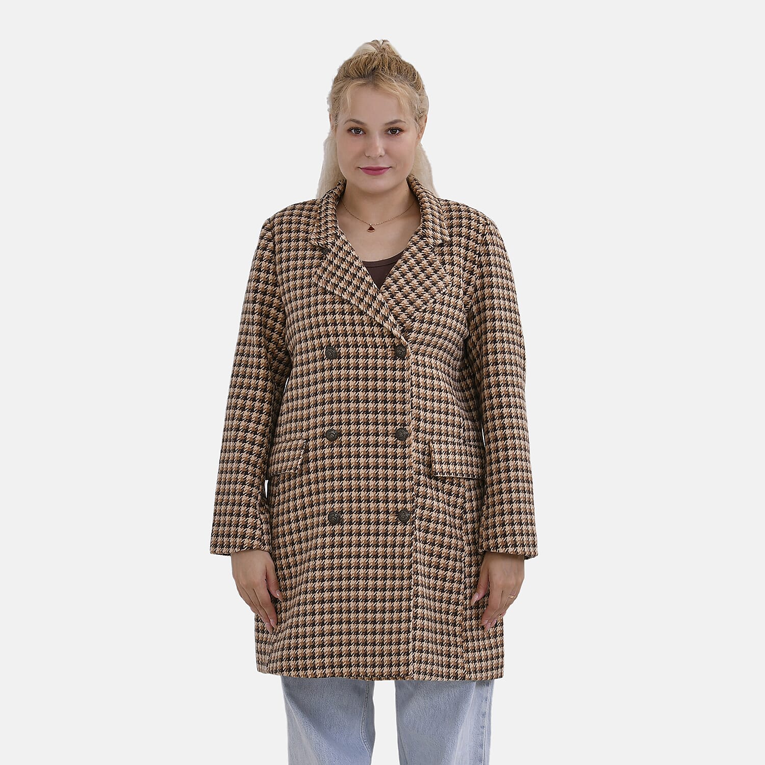 La Marey Checker Coat Size 8 to 10- Brown