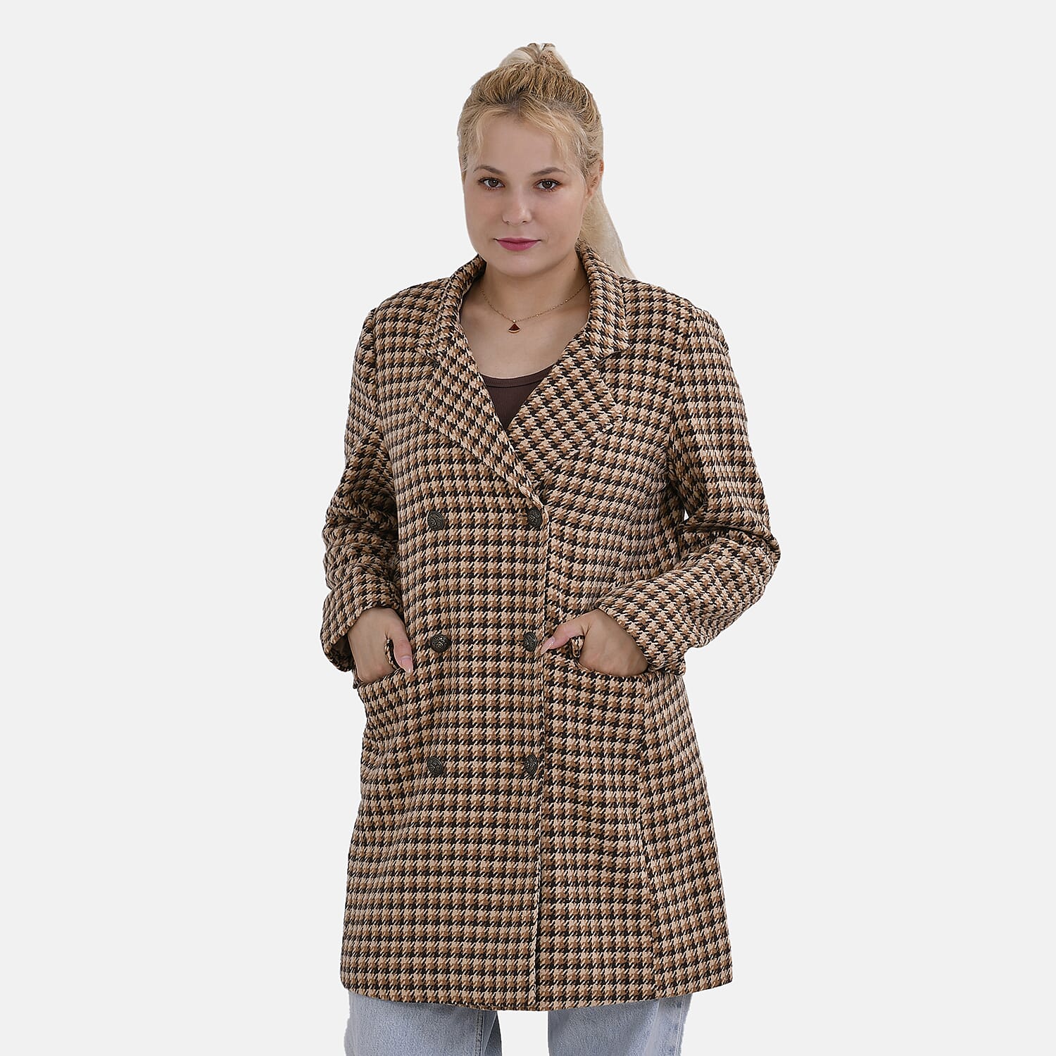 La Marey Checker Coat Size 8 to 10- Brown