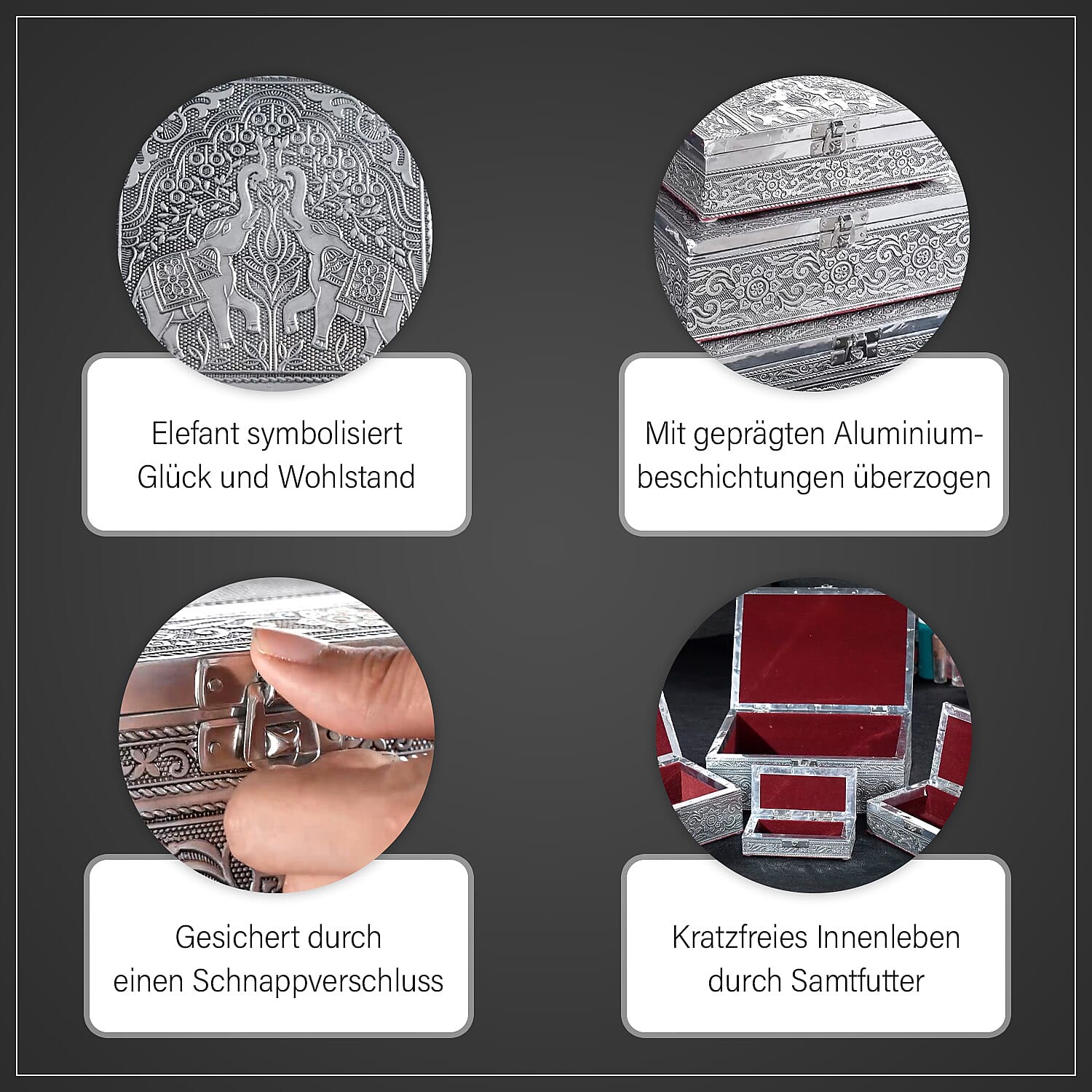 Brand New - Set of 4 - Handcrafted Vintage Storage Box