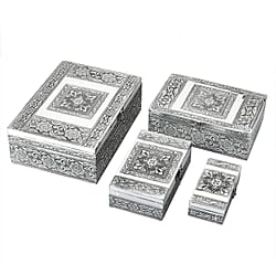 Brand New - Set of 4 - Handcrafted Cat Embossed Vintage Storage Box