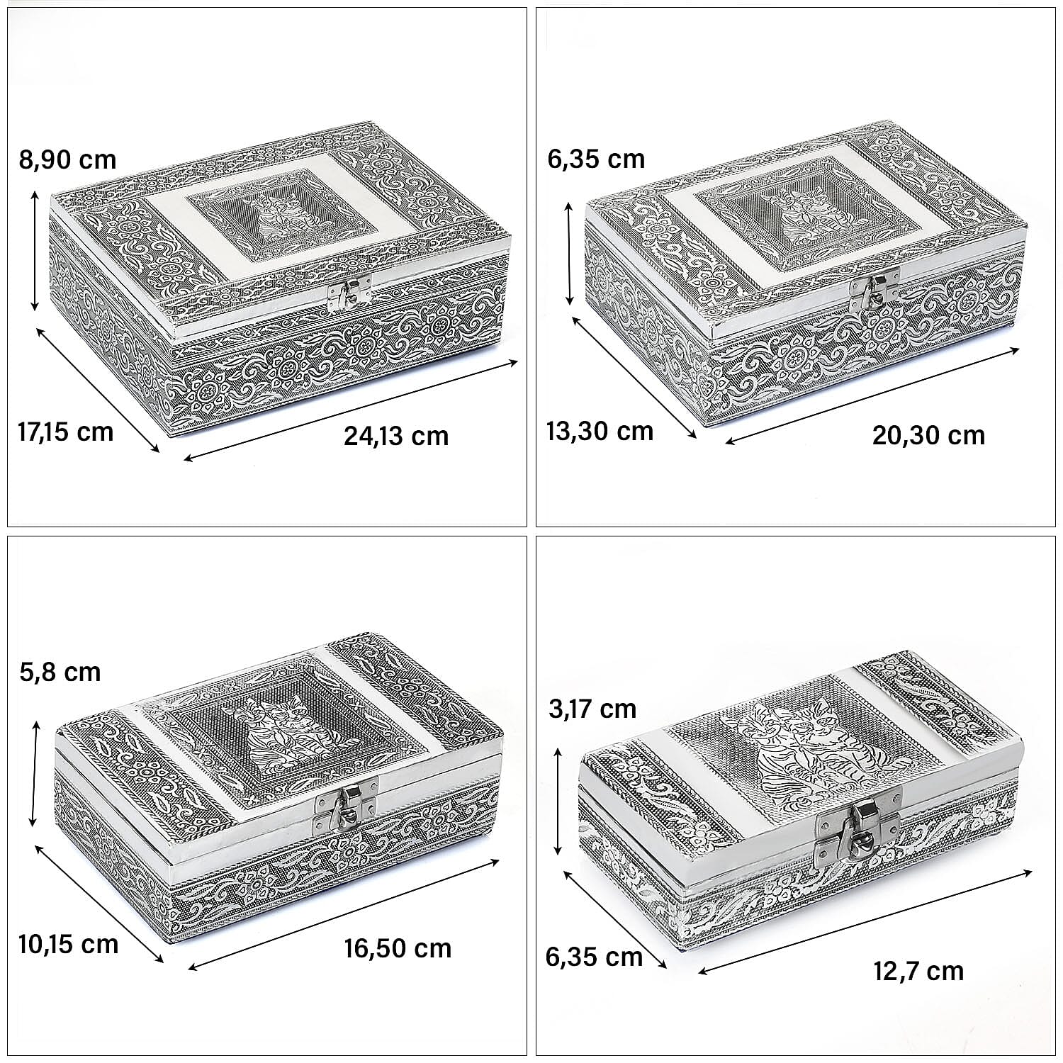 Brand New - Set of 4 - Handcrafted Cat Embossed Vintage Storage Box