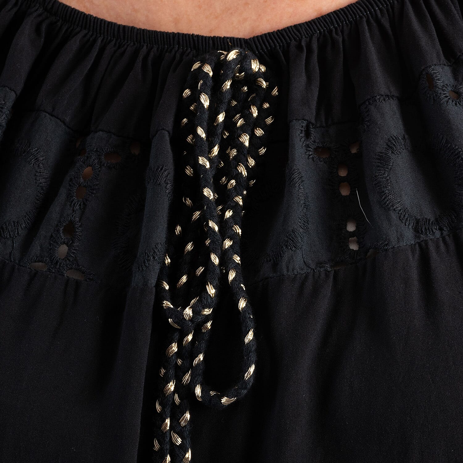 Pure and Nature 100% Viscose Woven Tie Front Midi Dress (One Size, 8-16) - Black