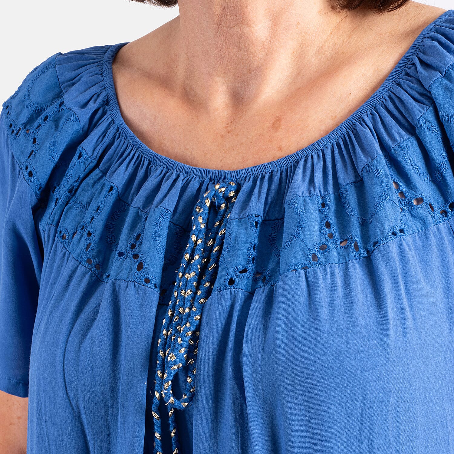 Pure and Nature 100% Viscose Woven Tie Front Midi Dress (One Size, 8-16) - Royal Blue