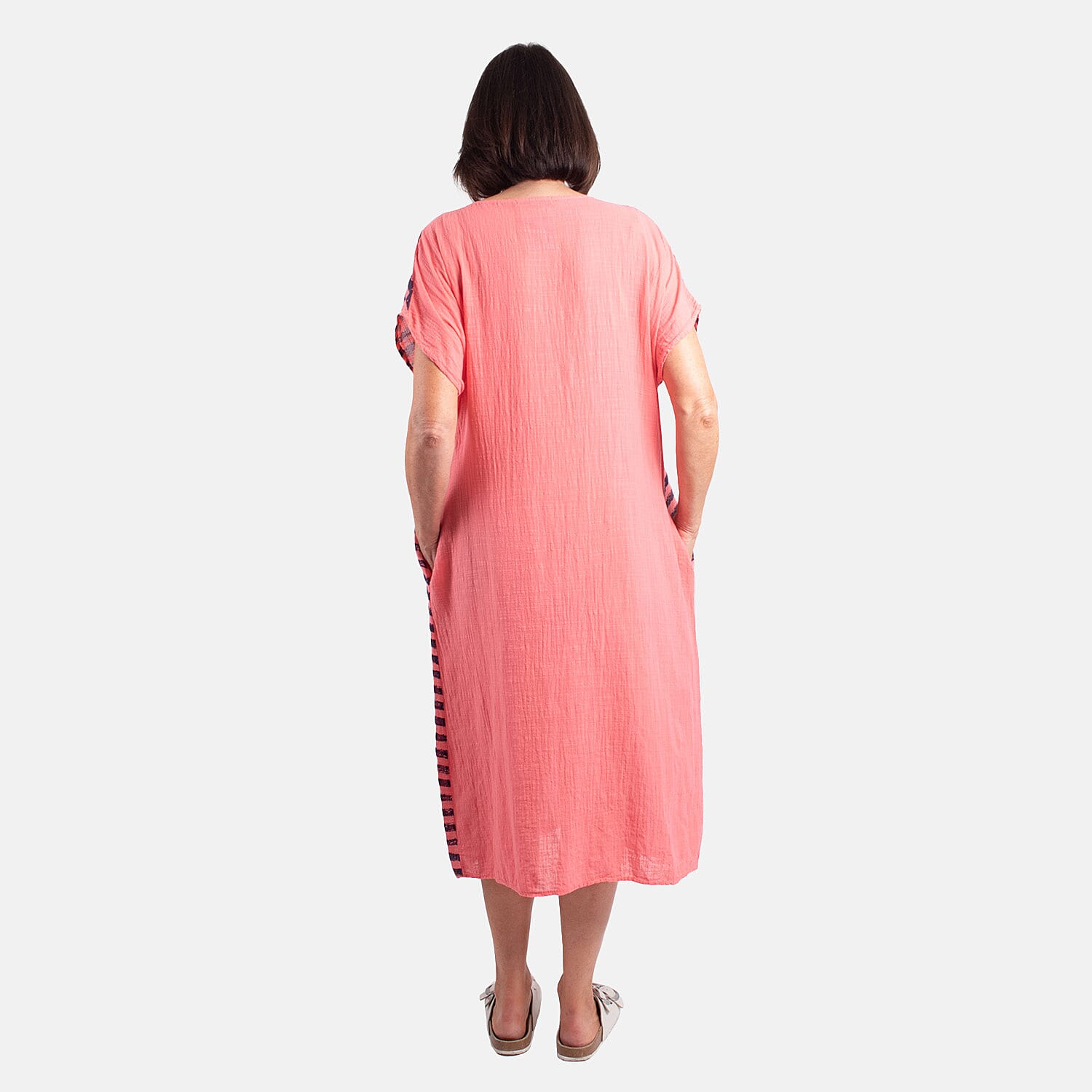 Pure and Natural 100% Cotton Woven Dress (One Size, 8-16) - Peach